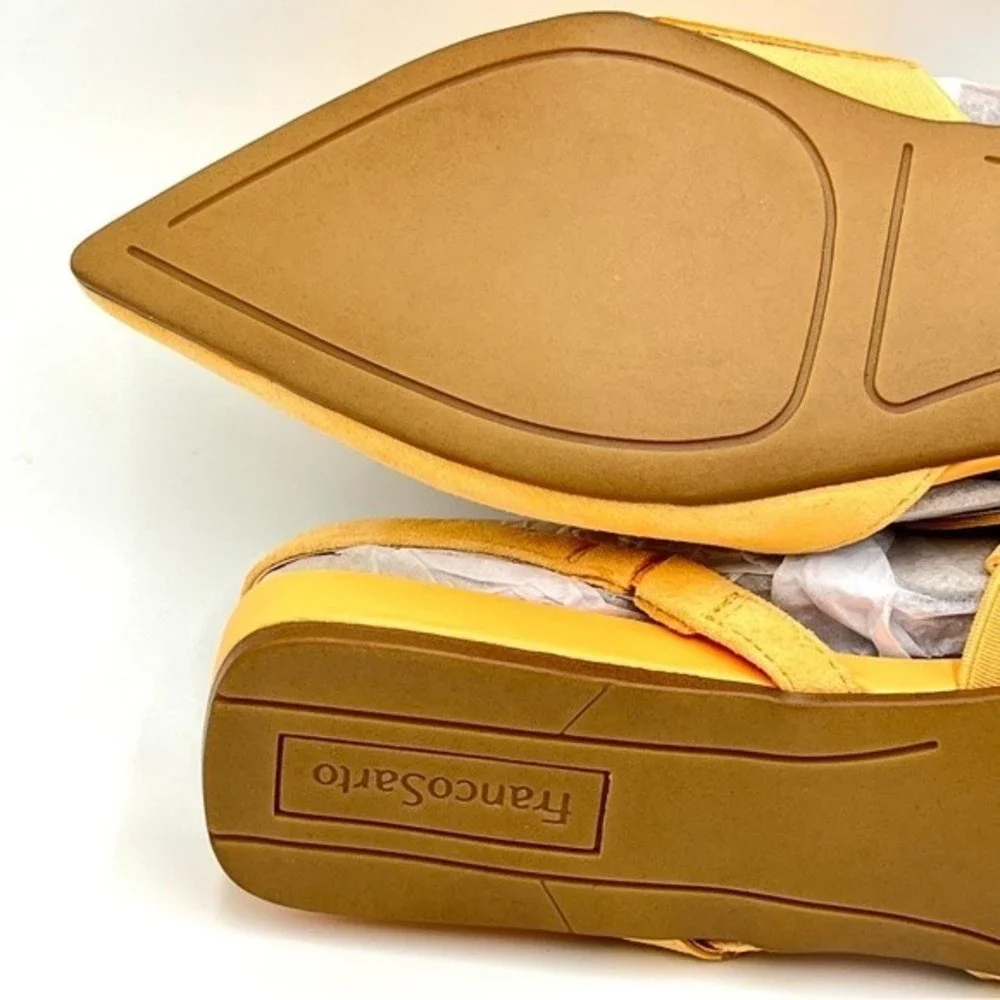 Franco Sarto Size 5.5 Canary Melon Orange Suede Leather Point Toe‎ Flats Shoes